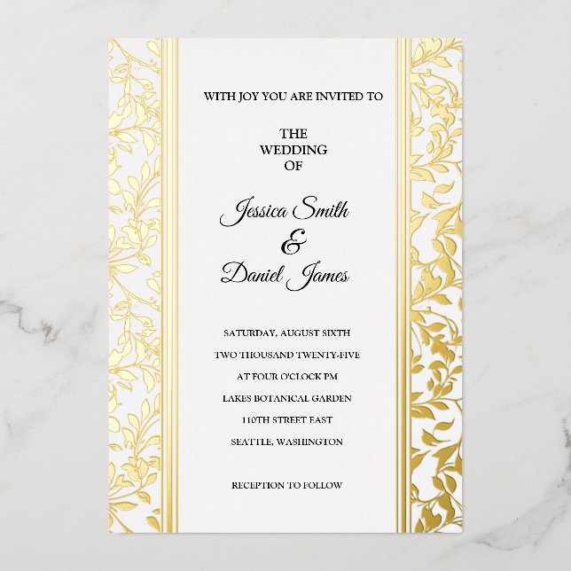 Vine Wedding  Foil Invitation (Front)