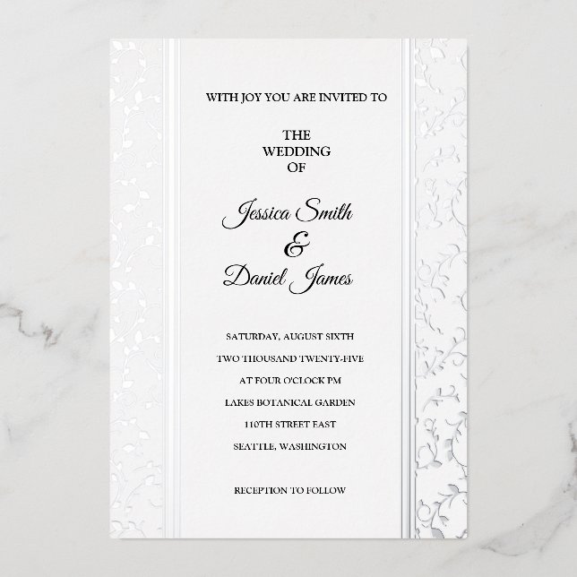 Vine Wedding  Foil Invitation (Front)