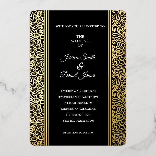 Vine Wedding  Foil Invitation (Front)