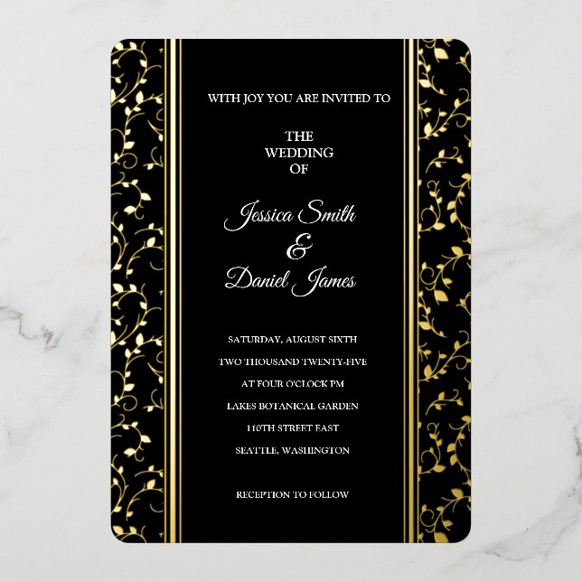 Vine Wedding  Foil Invitation (Front)