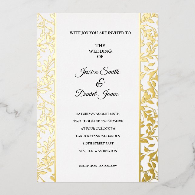 Vine Wedding  Foil Invitation (Front)