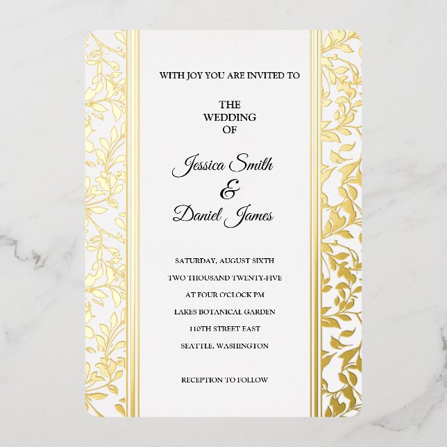 Vine Wedding  Foil Invitation (Front)