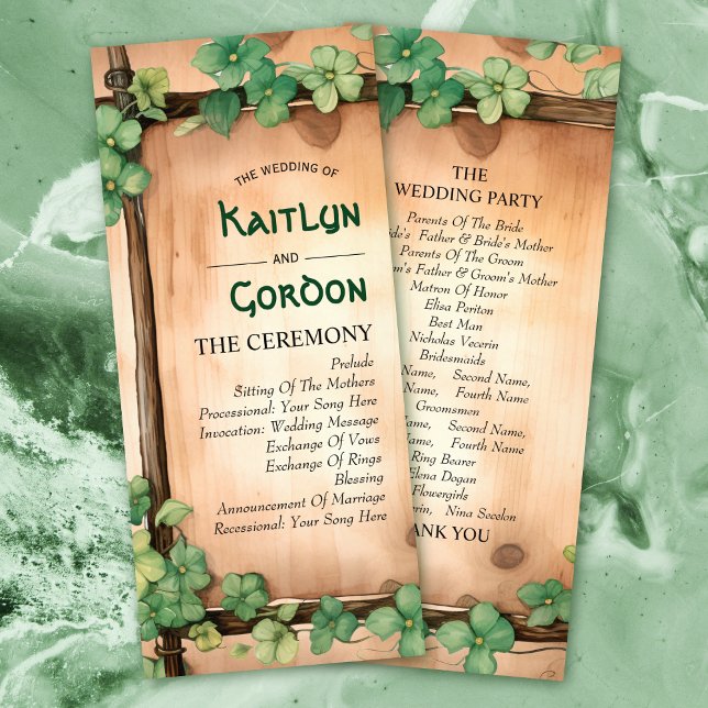 Vine wood St. Patrick's Day BUDGET wedding program (Creator Uploaded)