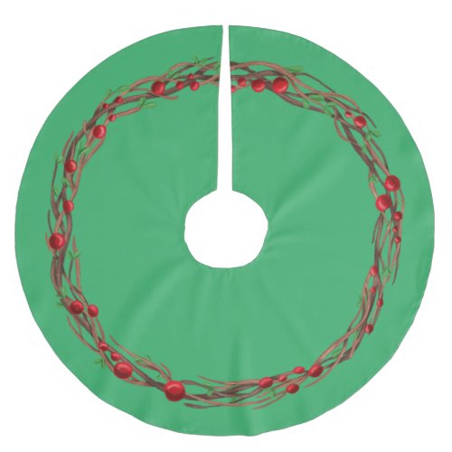 Vine Wreath and Berries  Brushed Polyester Tree Skirt