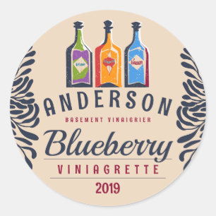 Vineger bottles fruit or herb flavored vinaigrette classic round sticker
