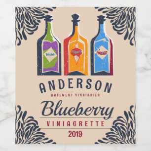 Vineger bottles fruit or herb flavored vinaigrette wine label