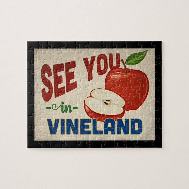 Vineland New Jersey Apple - Vintage Travel Jigsaw Puzzle (Horizontal)