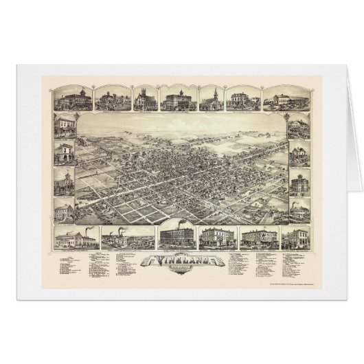 Vineland, NJ Panoramic Map - 1885 Cards (Front Horizontal)