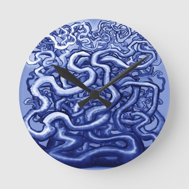 Vines Blue Round Clock (Front)