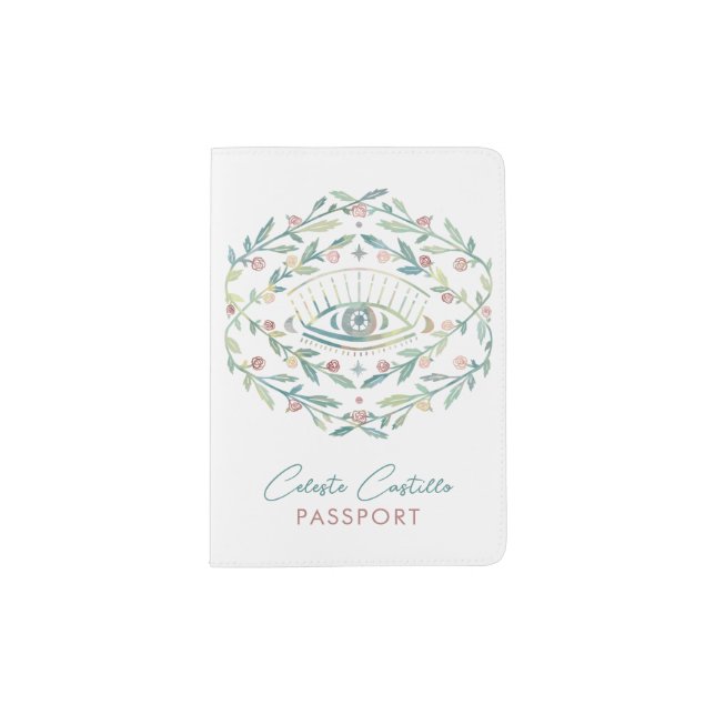 Vine's Eye Roses Magical Boho Chic Personalized Passport Holder (Front)