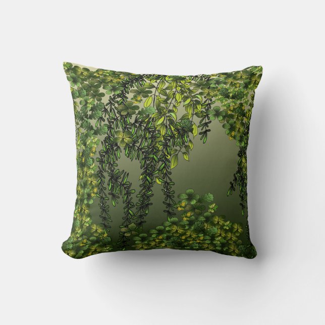 Vines in a Thunderstorm/Plaid Throw Pillow (Front)