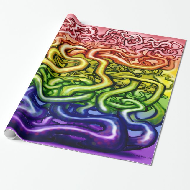 Vines LGBQT Rainbow Wrapping Paper (Unrolled)