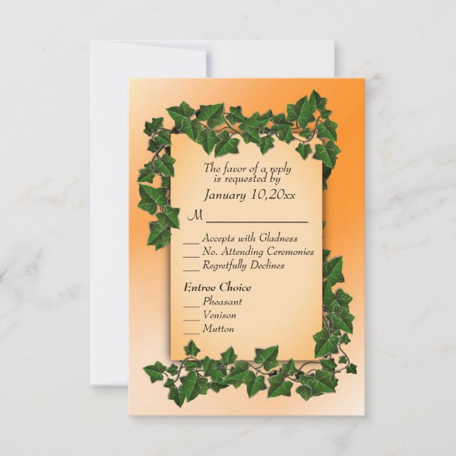 Vines on Orange Fall RSVP w Entree Card (Front)