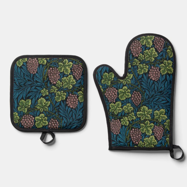 Vines Pattern, William Morris Oven Mitt & Pot Holder Set (Front)