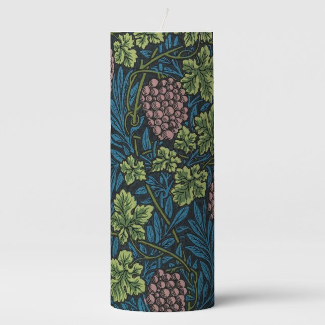 Vines Pattern, William Morris Pillar Candle (Front)
