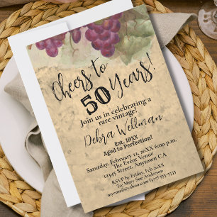 Vineyard 50th Birthday Cheers to 50 Years Wine Invitation
