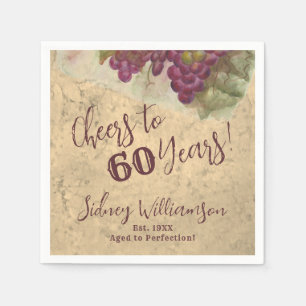 Vineyard 60th Birthday Cheers to 60 Burgundy Napkins