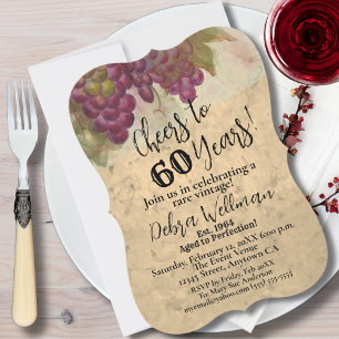 Vineyard 60th Birthday Cheers to 60 Years Elegant Invitation