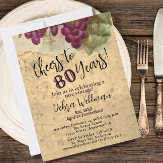 Vineyard 80th Birthday | Cheers to 80 Years Wine Invitation