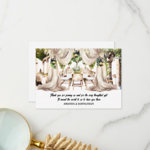 Vineyard al freco wine farm table drapes summer thank you card