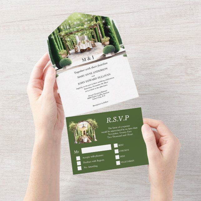 Vineyard al fresco string lights fine dining chic all in one invitation (Tearaway)