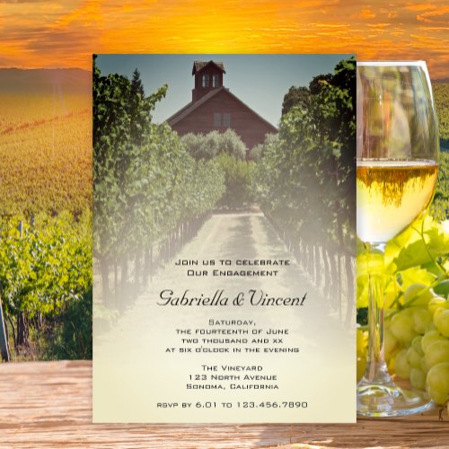 Vineyard and Red Barn Engagement Party Invitation