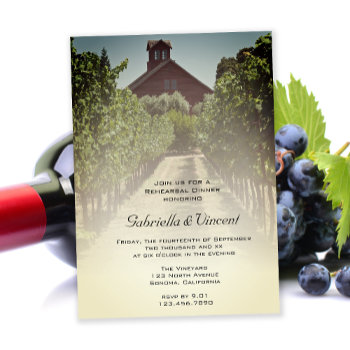 Vineyard And Red Barn Wedding Rehearsal Dinner Invitation by loraseverson at Zazzle