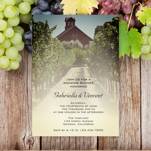 Vineyard and Red Barn Wedding Shower Invitation