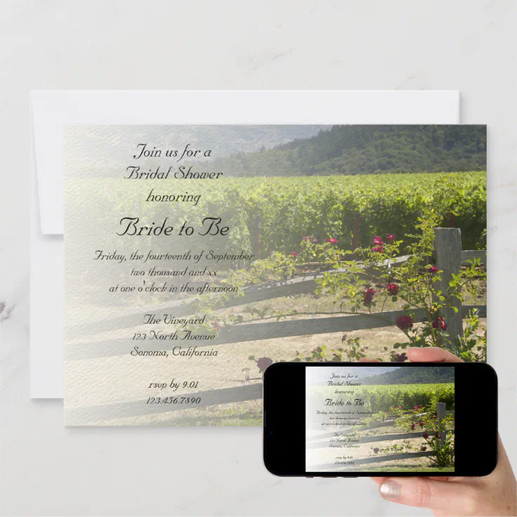 Vineyard and Rose Fence Bridal Shower Invitation Zazzle