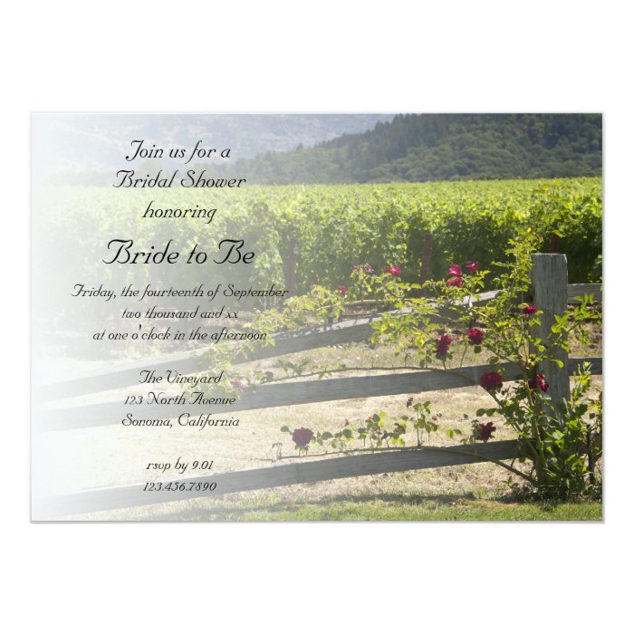 Vineyard and Rose Fence Bridal Shower Invitation Zazzle