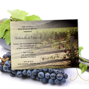 Vineyard and Rose Fence Post Wedding Brunch Invitation