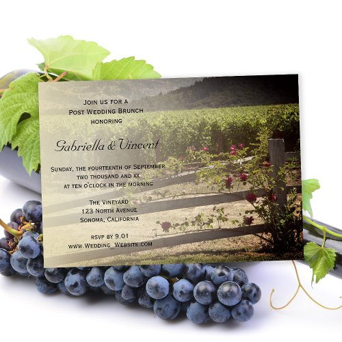 Vineyard and Rose Fence Post Wedding Brunch Invitation