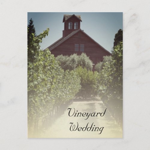 Vineyard and Rustic Barn Wedding Save the Date Announcement Postcard