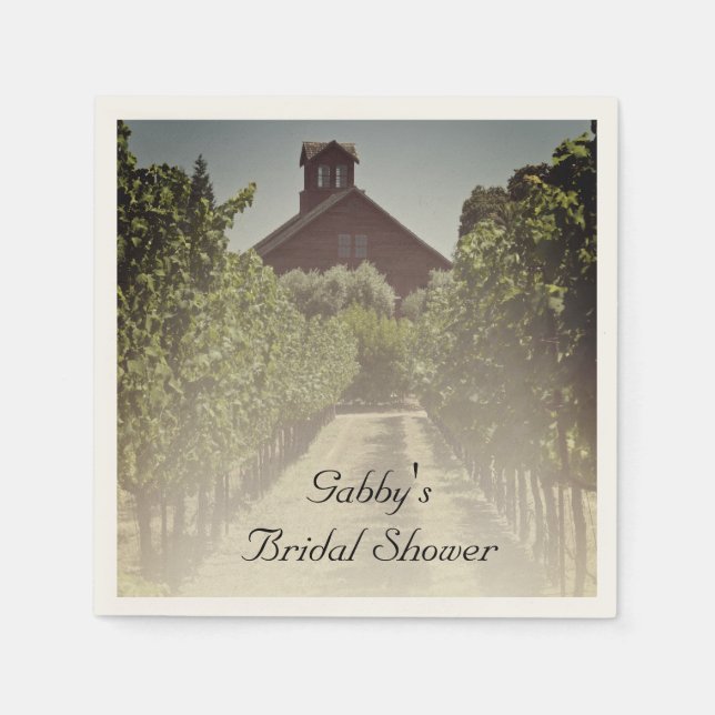 Vineyard and Rustic Red Barn Bridal Shower Napkins (Front)