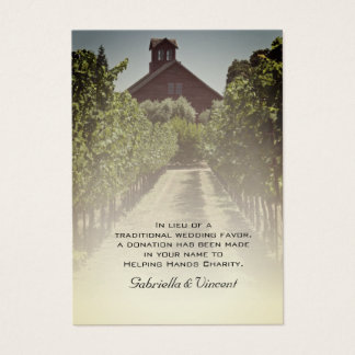 Vineyard and Rustic Red Barn Wedding Charity Favor