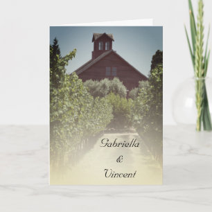 Vineyard and Rustic Red Barn Wedding Invitation