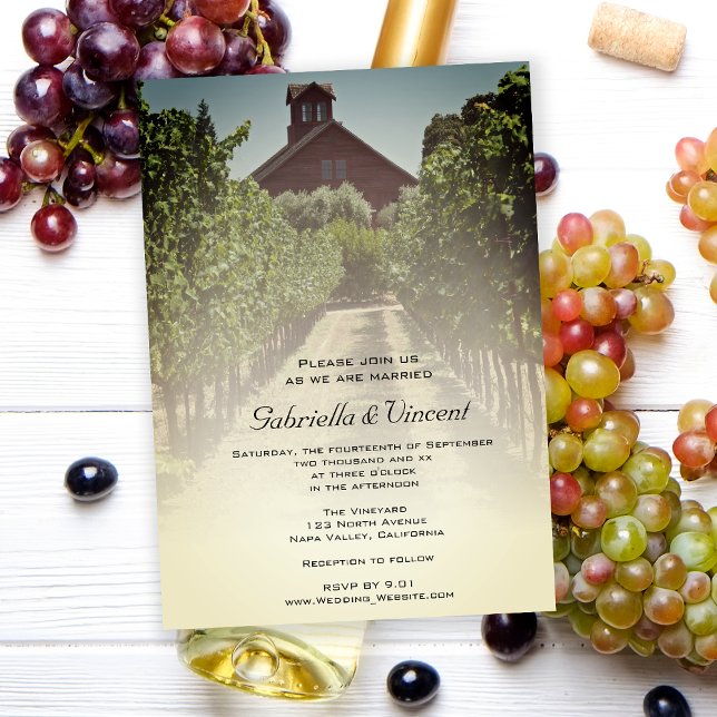 Vineyard and Rustic Red Barn Wedding Invitation (Creator Uploaded)
