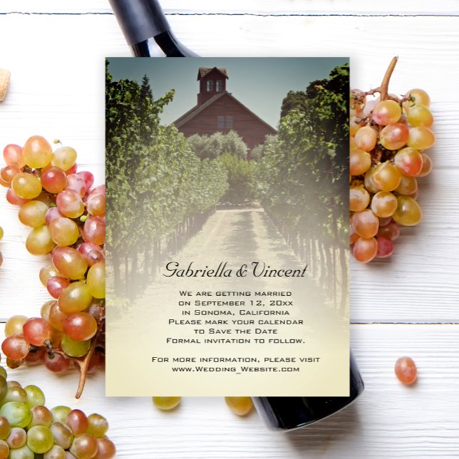 Vineyard and Rustic Red Barn Wedding Save the Date