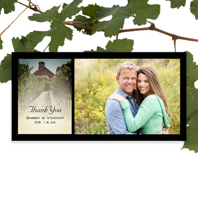 Vineyard and Rustic Red Barn Wedding Thank You Card (Creator Uploaded)