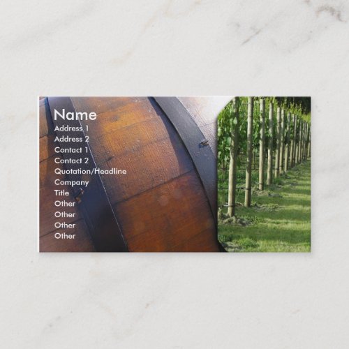 Vineyard and Wine Barrel Business Card