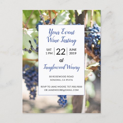 Vineyard Any Event Wine Tasting Party Invitation Postcard