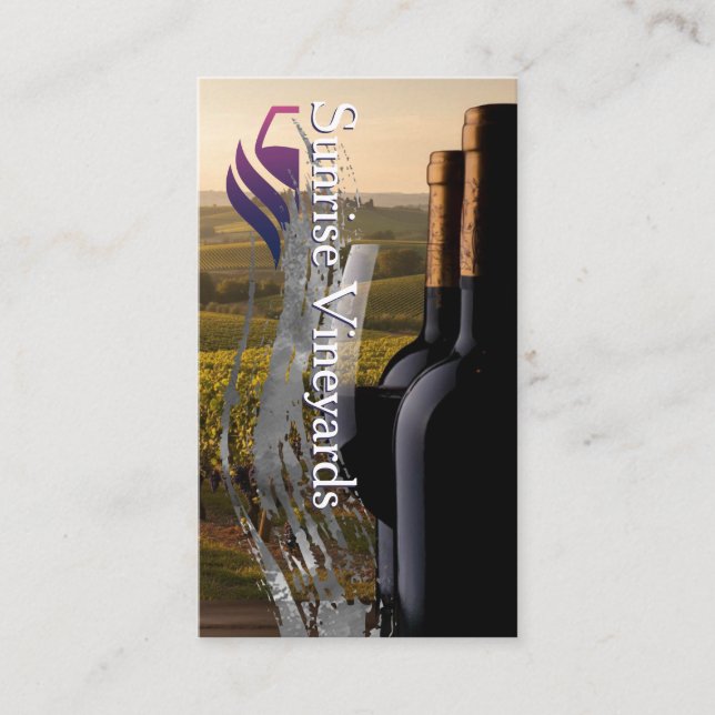 Vineyard Background | Wine Bottles Glass Business Card (Front)