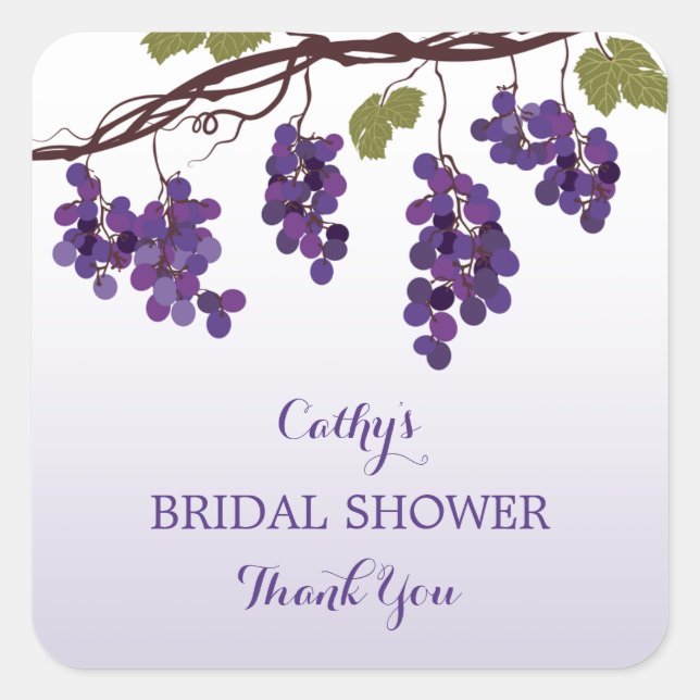Vineyard Bridal Shower Favor Sticker (Front)