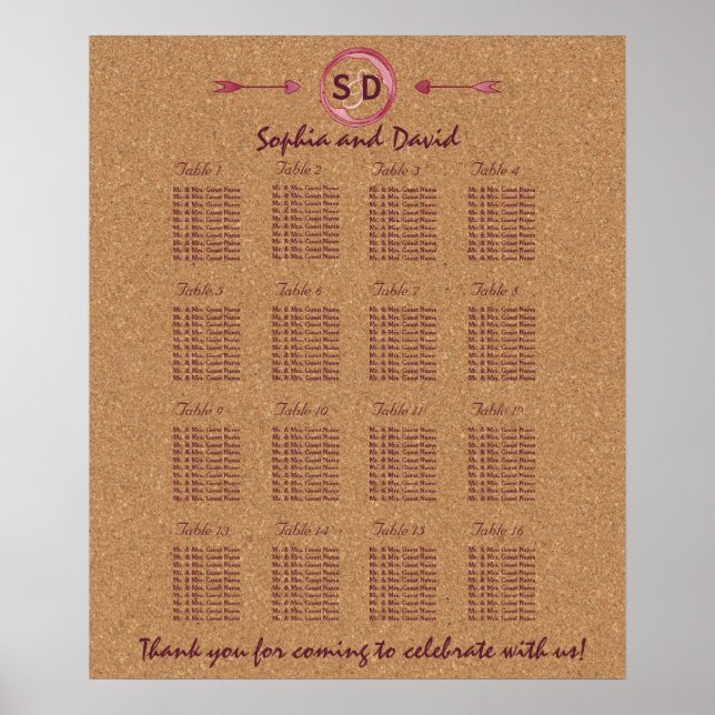 Vineyard Cork Stains Red Wine Seating Chart (Front)