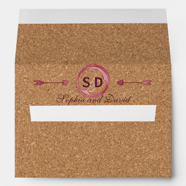 Vineyard Cork Stains Red Wine Wedding Envelope (Back (Bottom))