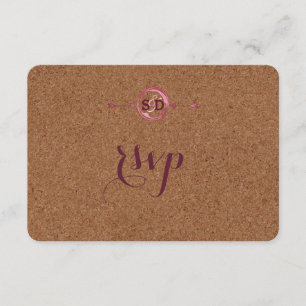 Vineyard Cork Stains Red Wine Wedding RSVP Card