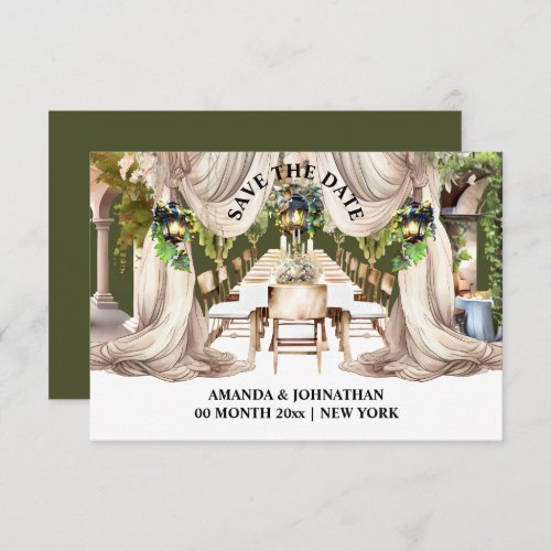 Vineyard country outdoor table winery drapes save the date