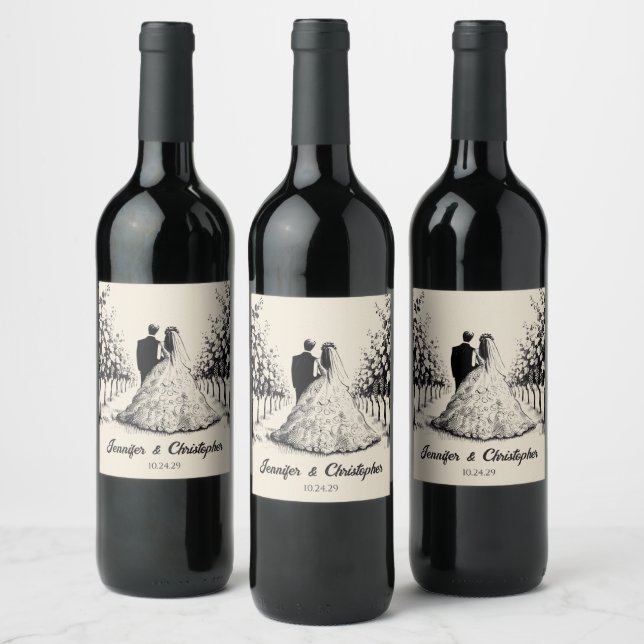 Vineyard Couple Wine Label (Bottles)
