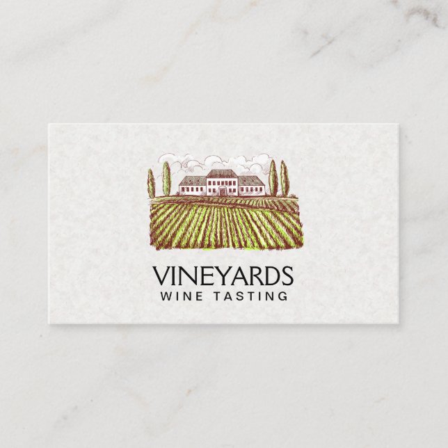 Vineyard Estate | Winery Sketch Business Card (Front)