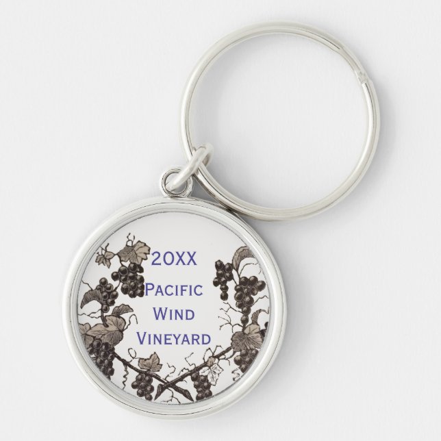 Vineyard Event Branded with Year Grape Vine Keychain (Front)